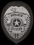 3 3/4"X 2 3/4" Police Officer Patch(Eagle & Star), Silver/Black